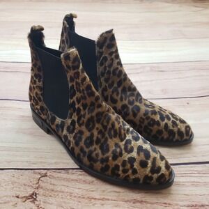 Freda Salvador Shoes Womens Size 7‎ Leopard Print Chelsea Boots Calf Hair Spain